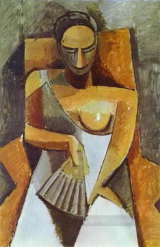 Mujer con abanico 1908 cubista Pablo Picasso Pinturas al óleo